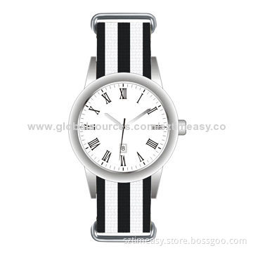 Fashion watch with alloy case and nylon band hot sale in European Market